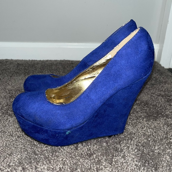 Blue Suede Wedges - Picture 5 of 9